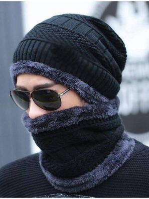 Winter Beanie Cap Neck Warmer Scarf Set Unisex
