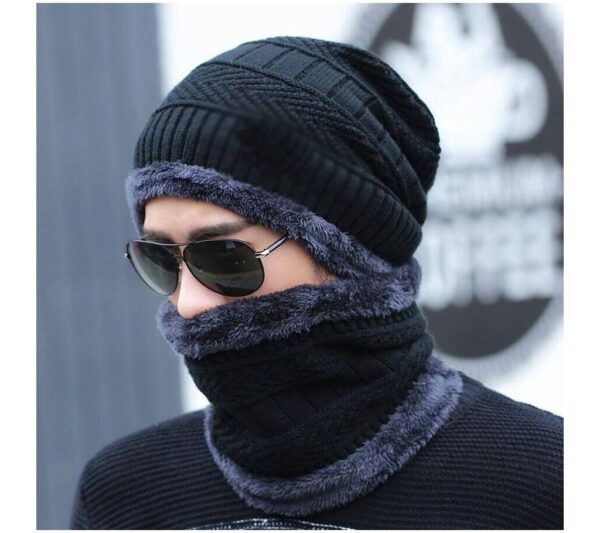 Winter Beanie Cap Neck Warmer Scarf Set Unisex