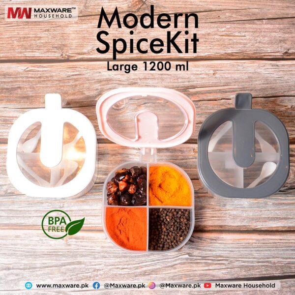 Maxware Household Modern Spice Kit , 4 grid spice jar with free spoons