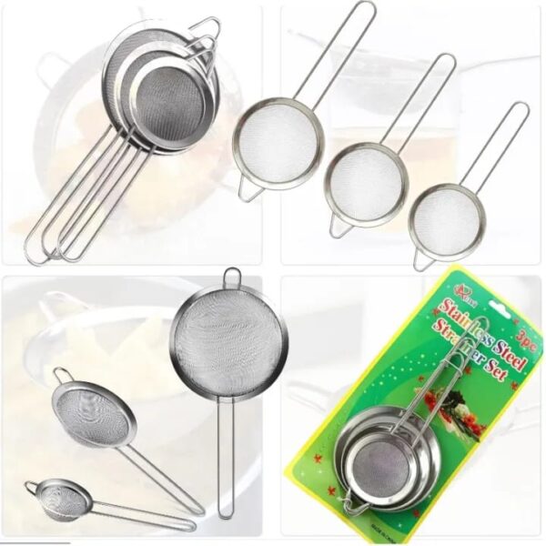 Tea Strainer Set Pack Of 3 Pcs Stainless Steel - Image 2